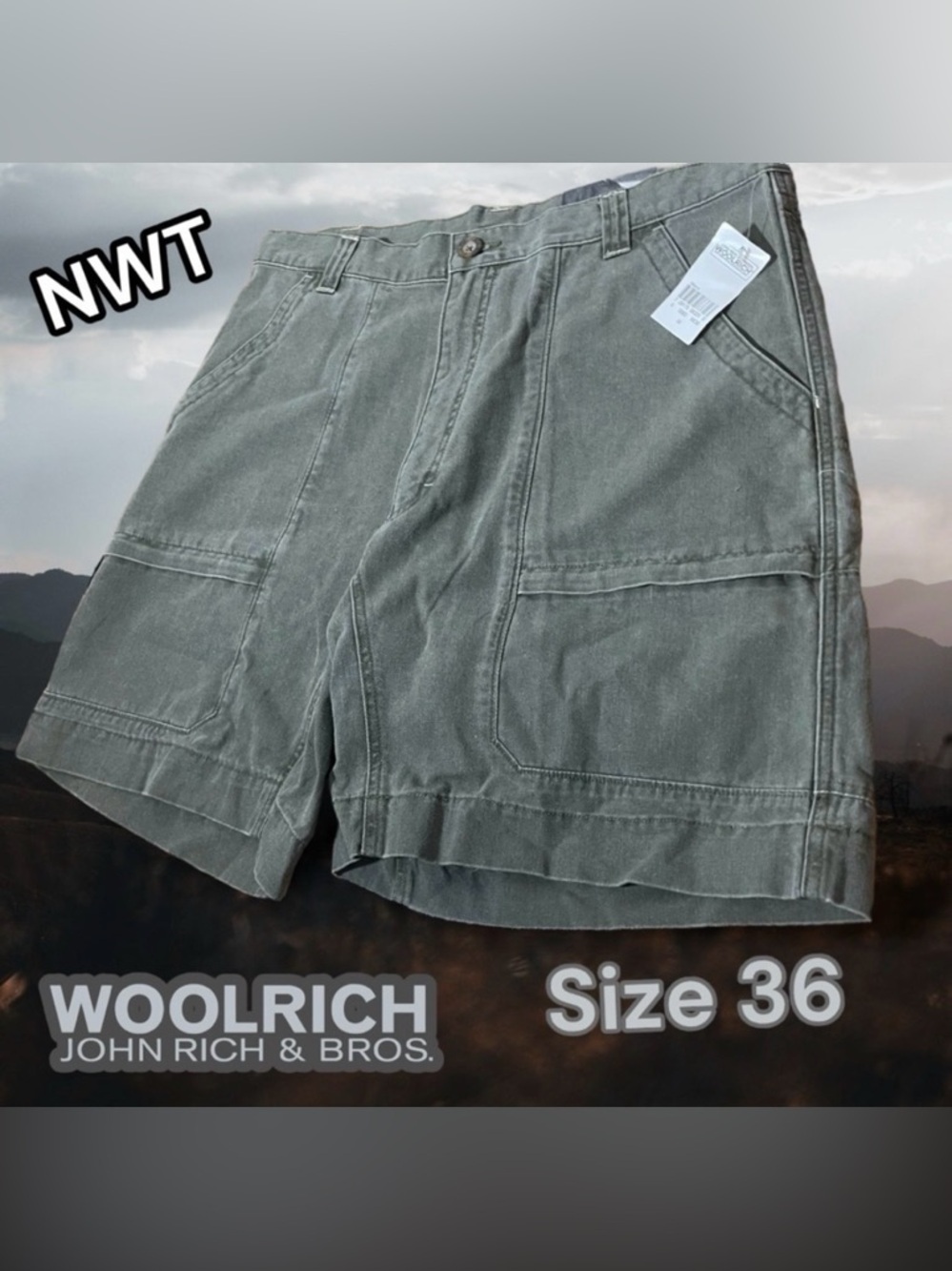 WOOLRICH NWT Men’s Cargo Shorts MOSS Green 3383 Size 36